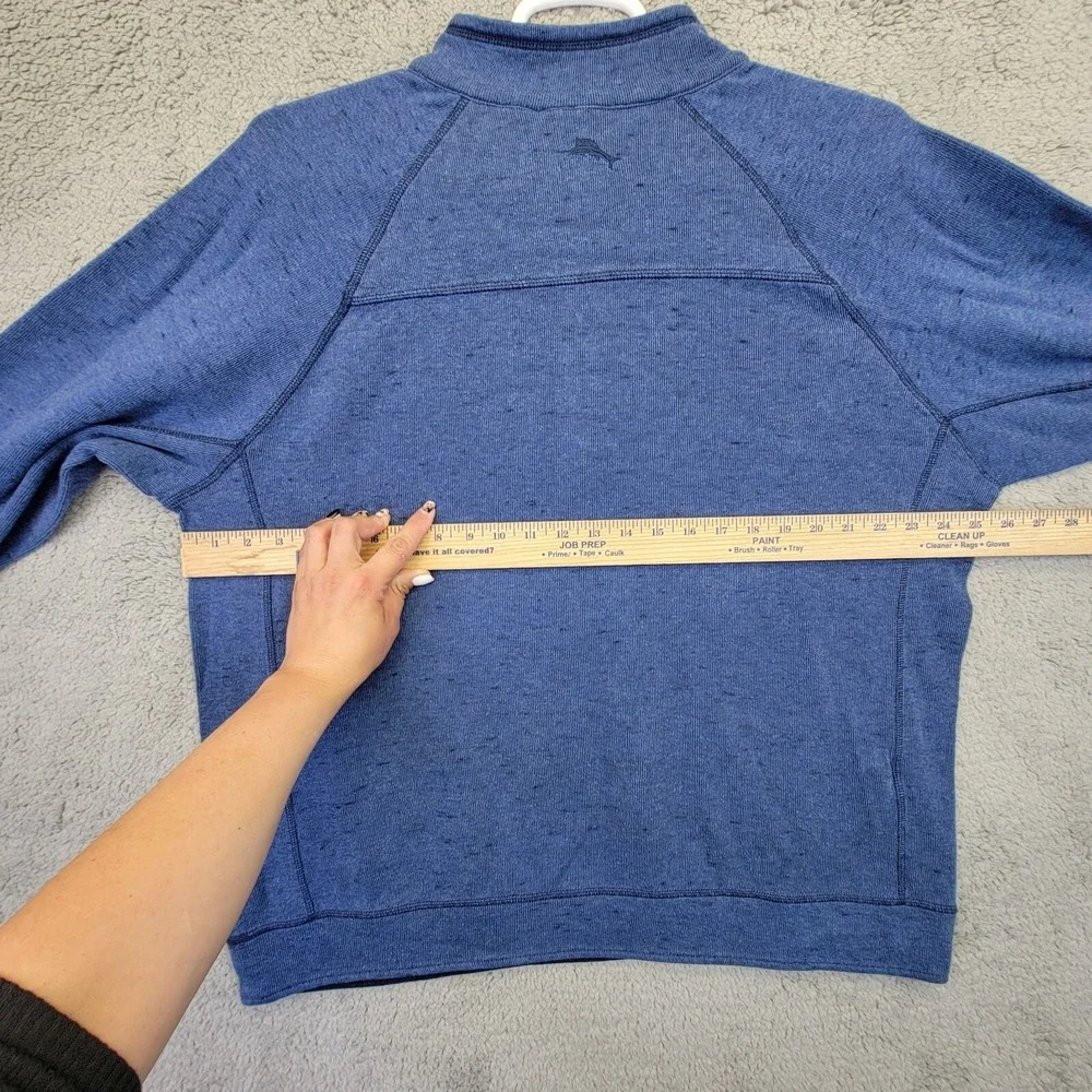 Tommy Bahama Sweater Mens XL Blue Quarter Zip Pullover Reversible‎ Preppy